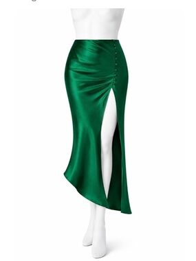 NWT Micas Asymmetric Hem Split Button Decor Skirt size L see correct color
